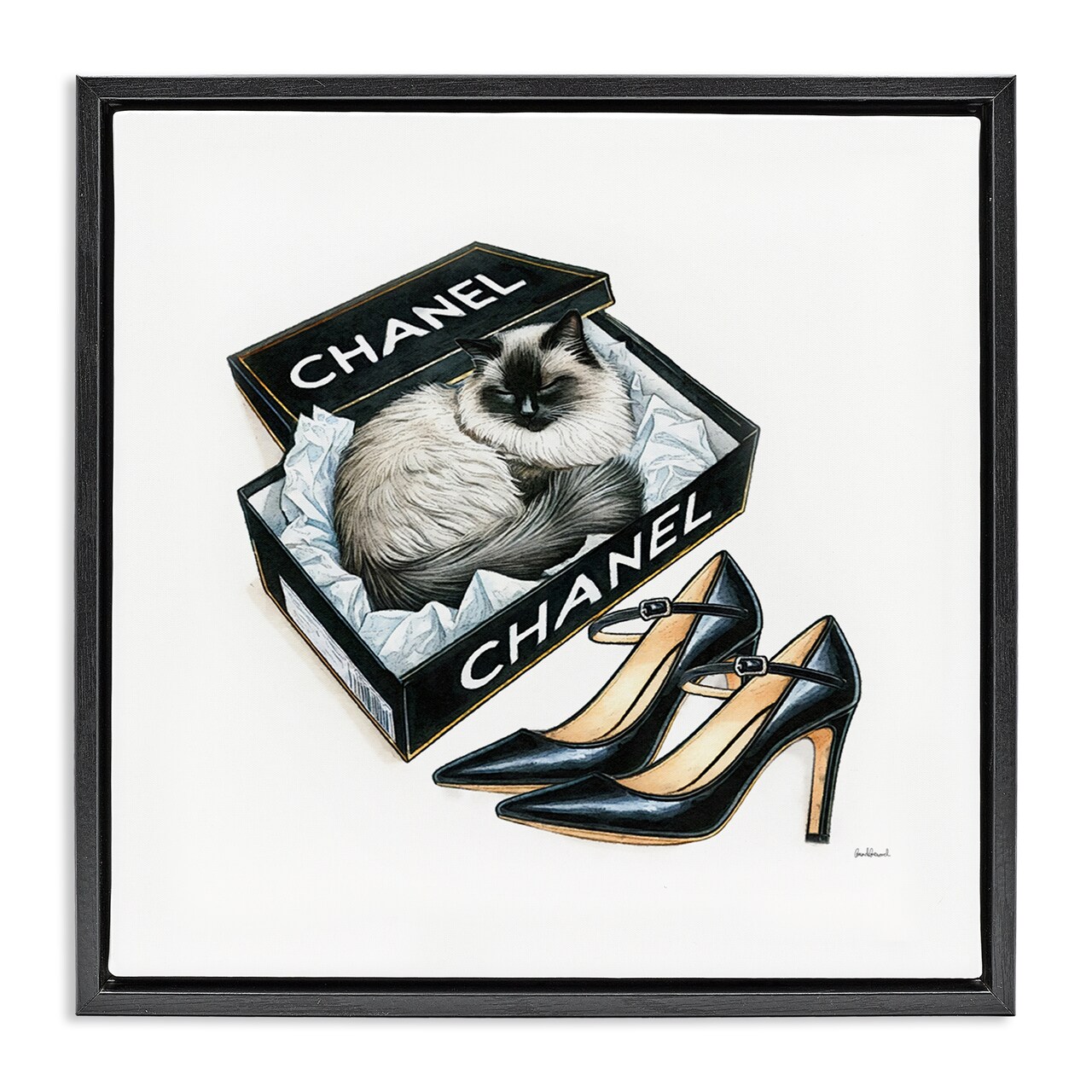Stupell Industries Cat in Glam Shoebox Framed Floater Canvas Wall Art Design by Amanda Greenwood